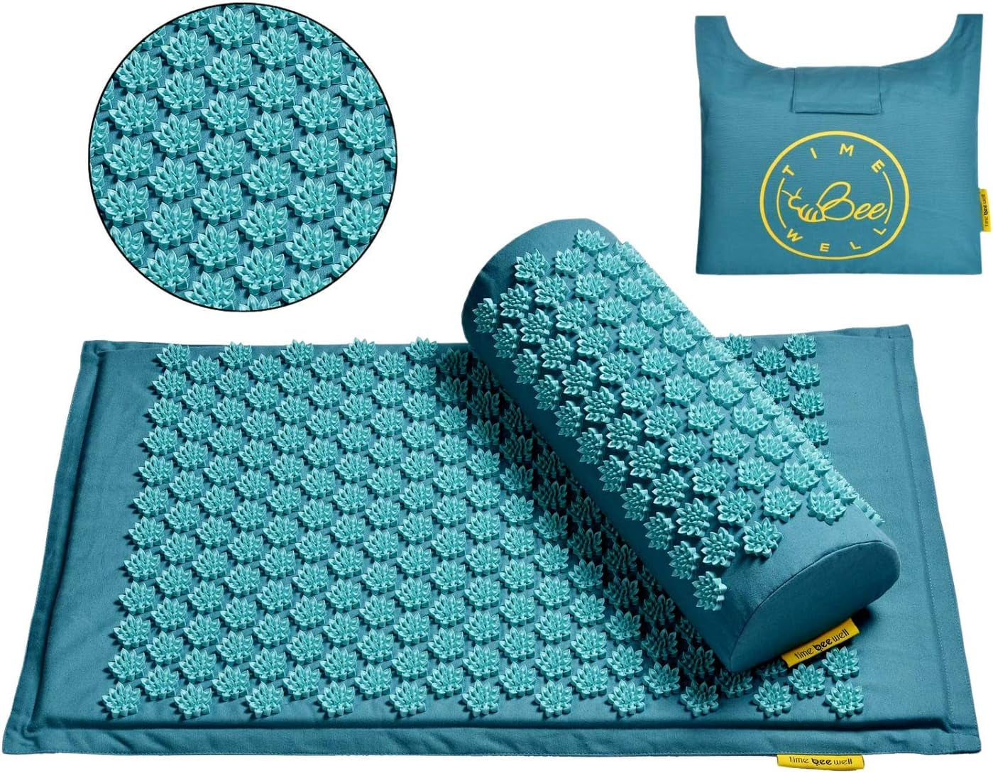 Acupressure Mat and Pillow Set | Acupuncture Mat for Back and Neck Pain Relief | Acupressure Mats for Stress, Sciatic Pain, Feet Massage 