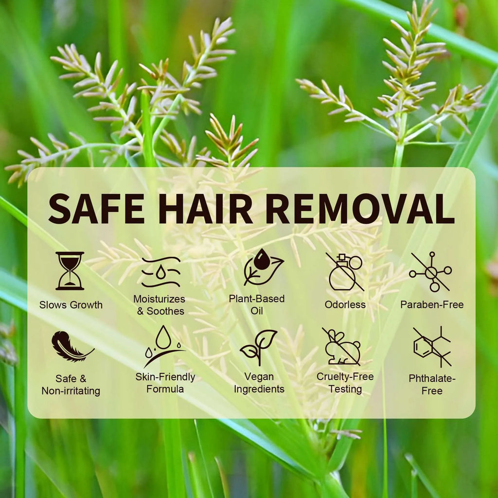 100% Pure Cyperus Rotundus Oil for Hair Removal. Moisturizes, Soothes, Reduces Unwanted Hair. for All Skin Types. 2.02 Fl Oz